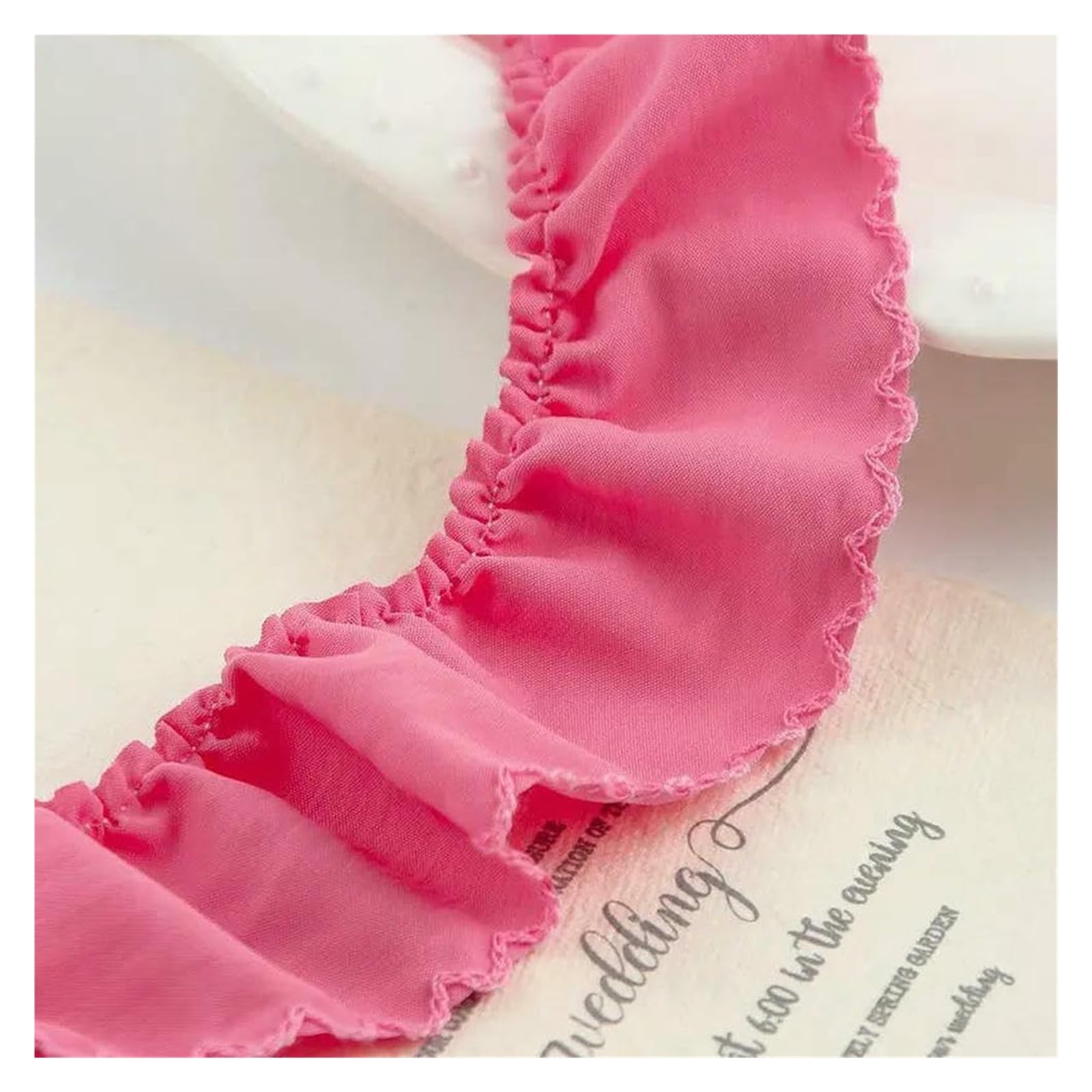 Szycie koronkowych wykończeń, Potargane plisowane koronkowe wykończenia, potargane zmarszczki wstążka DIY akcesoria do szycia kokardki włosów(Pink,30mm)