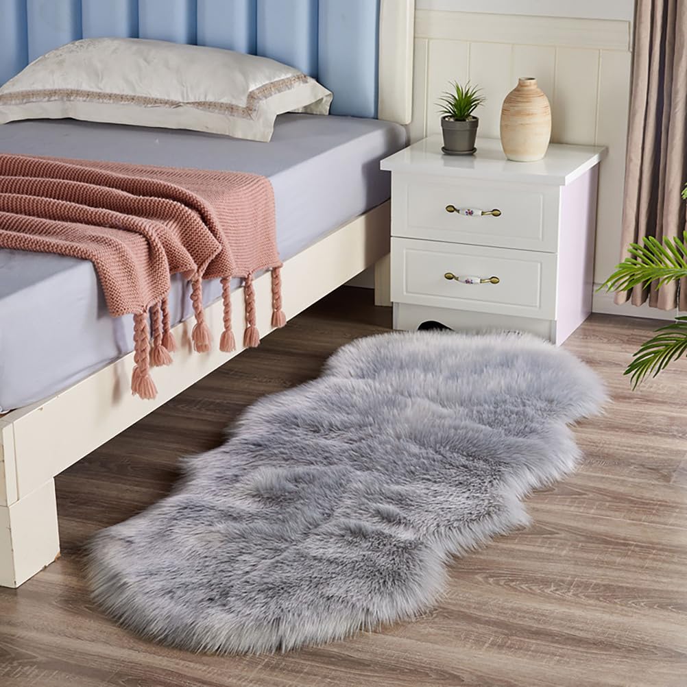 Shaggy Deep-Pile Rug, Non-Slip Washable Fluffy Rugs Area Runner Rugs Modern Decorative Rug for Bedroom, Living Room,gray,90 * 60cm