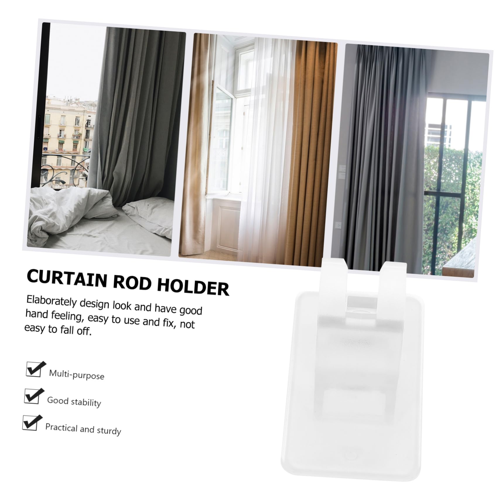 ABOOFAN 5 Ensembles Support De Tringle À Rideau Supports Support De Porte-Serviettes Tringles À Rideaux sans Perçage Cintres De Rideaux Magnétique Ajustable Crochets Plastique 4 Pièces * 5