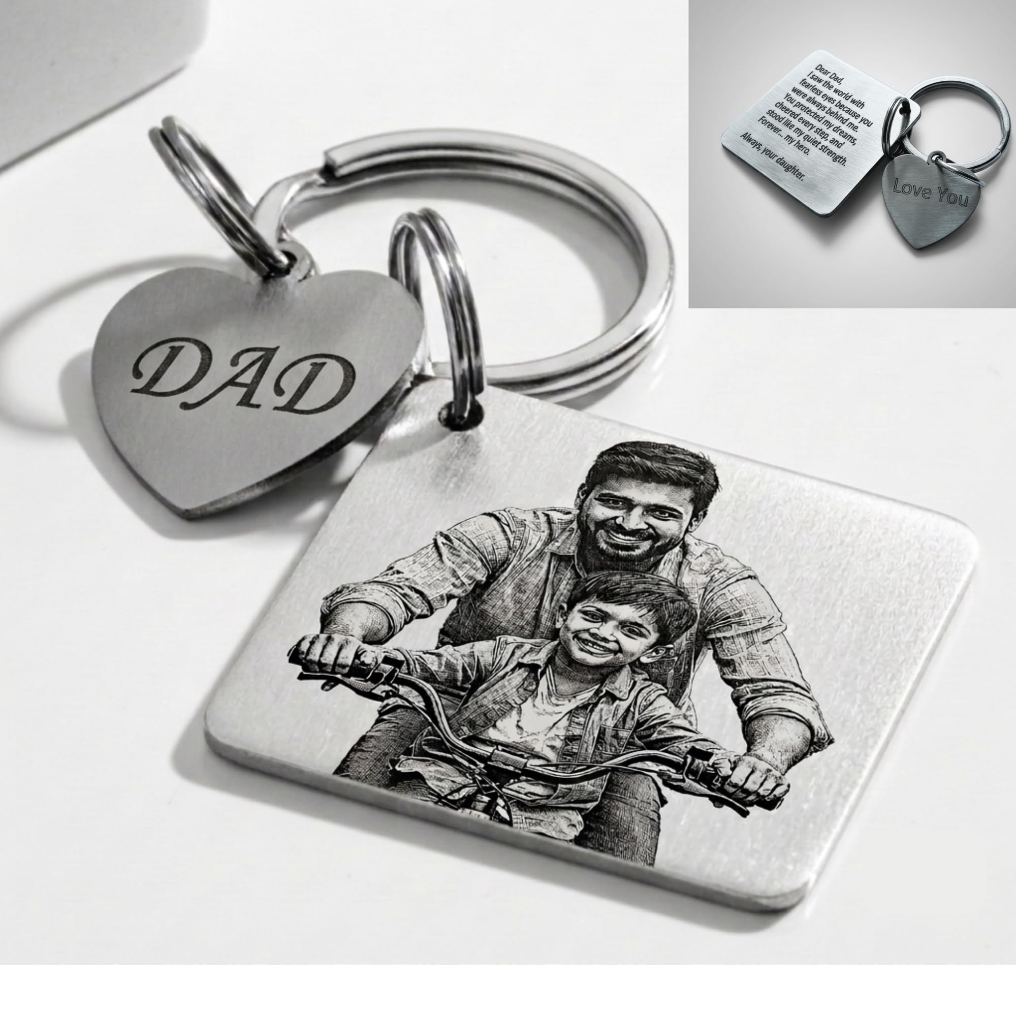 Personalized Engraved Photo Keychain – Custom Stainless Steel Keyring | Unique Gift for Birthday, Anniversary, Wedding, Valentine’s Day | For Dad, Mom, Couple, Him, Her Keepsake-image-12