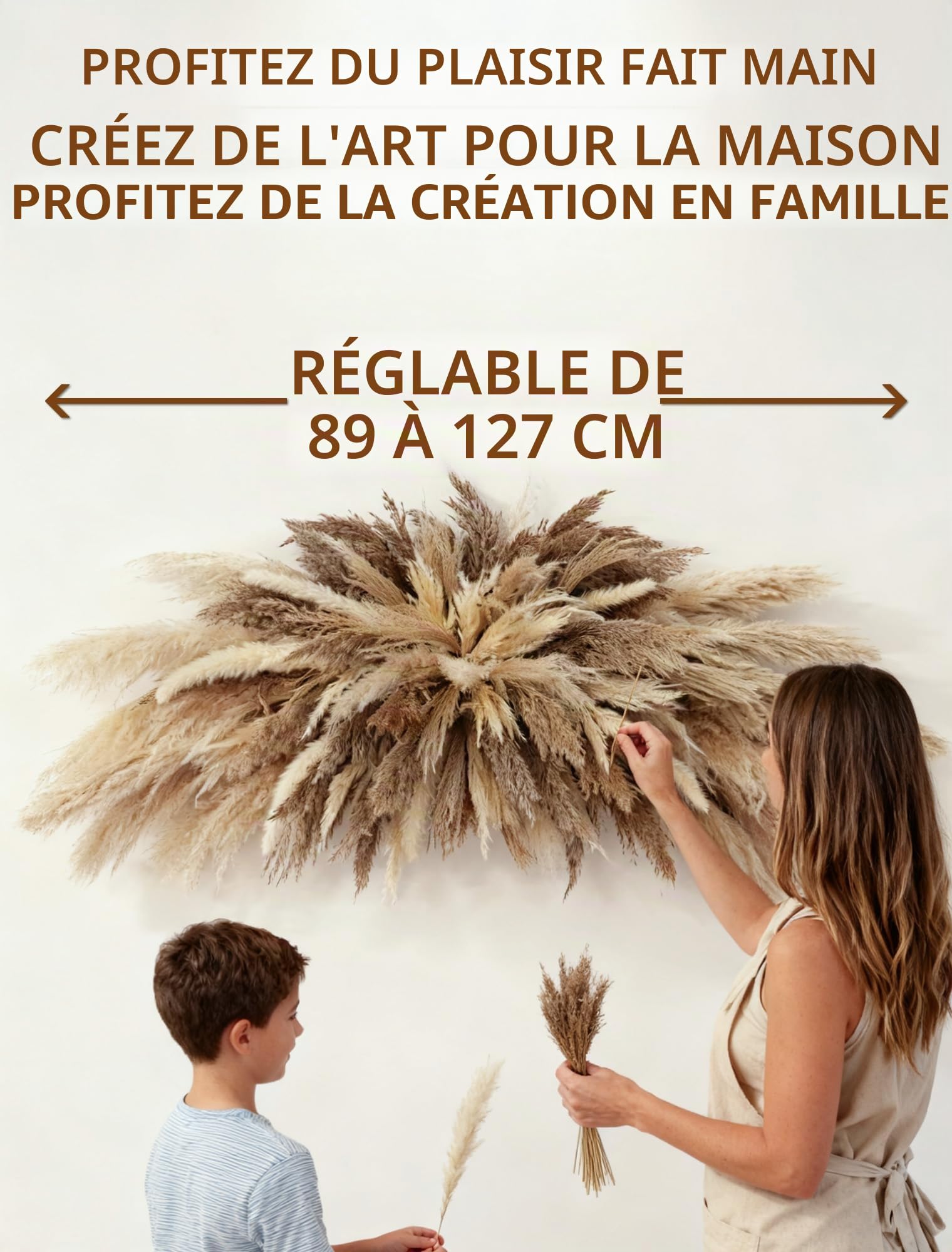 NTLPAMPA Grande décoration murale bohème (89,9 à 127 cm) – Kit tout-en-un de fleurs séchées naturelles faciles à installer, décoration parfaite pour salon, arche de mariage, entrée, décoration de fête