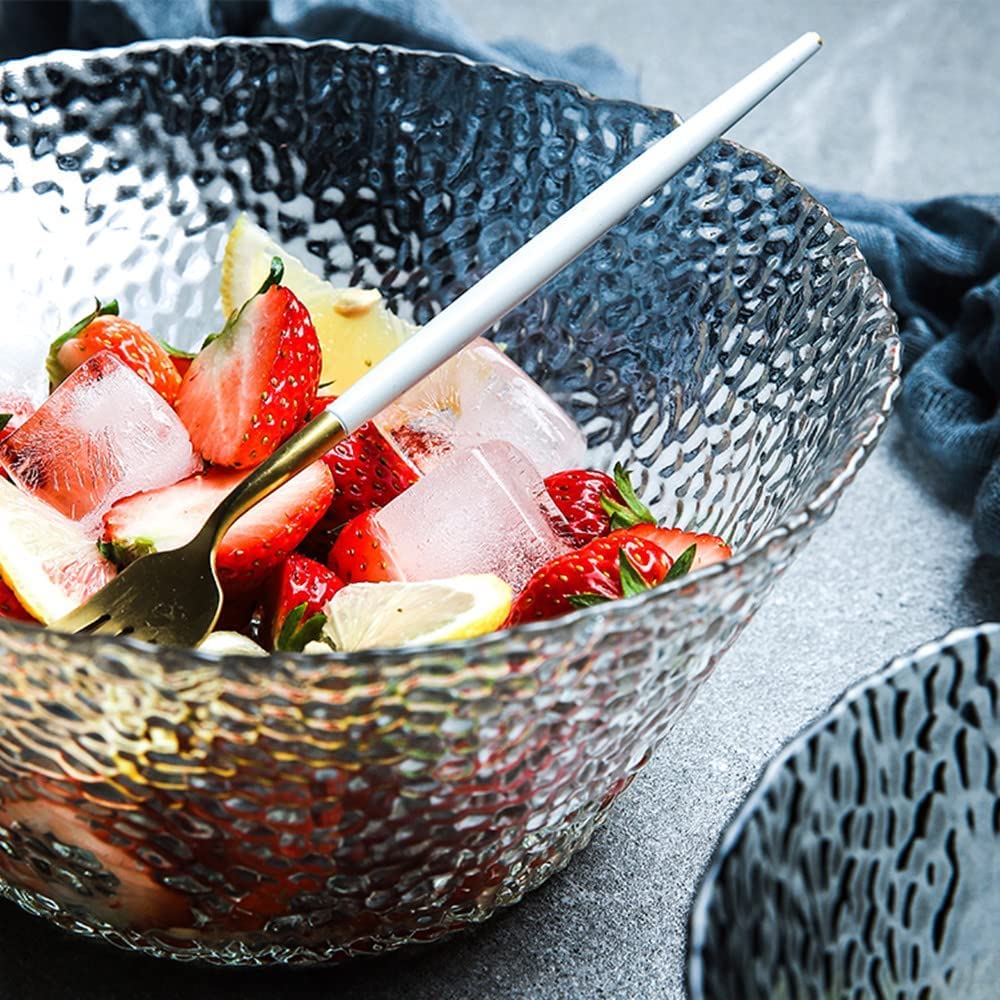 CFWSHJ Glas-Salatschüssel, große Obstschale, für den Haushalt, kreatives Frühstücksgeschirr, Obstteller, große Schüssel, Hutschale (Farbe: Blau)