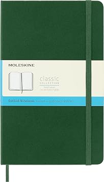 Moleskine Classic Notebook, Hard Cover, Large 5" x 8.25" Dotted, Myrtle Green, 240 Pages