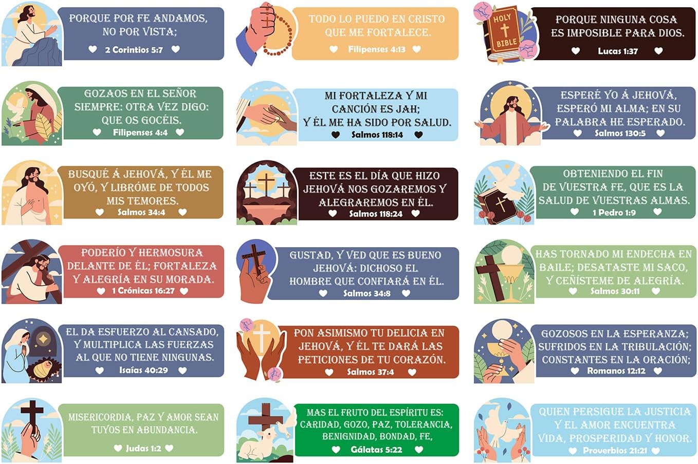 Spanish Christian Bible Verse Stickers Inspirational Scripture Decals Religious