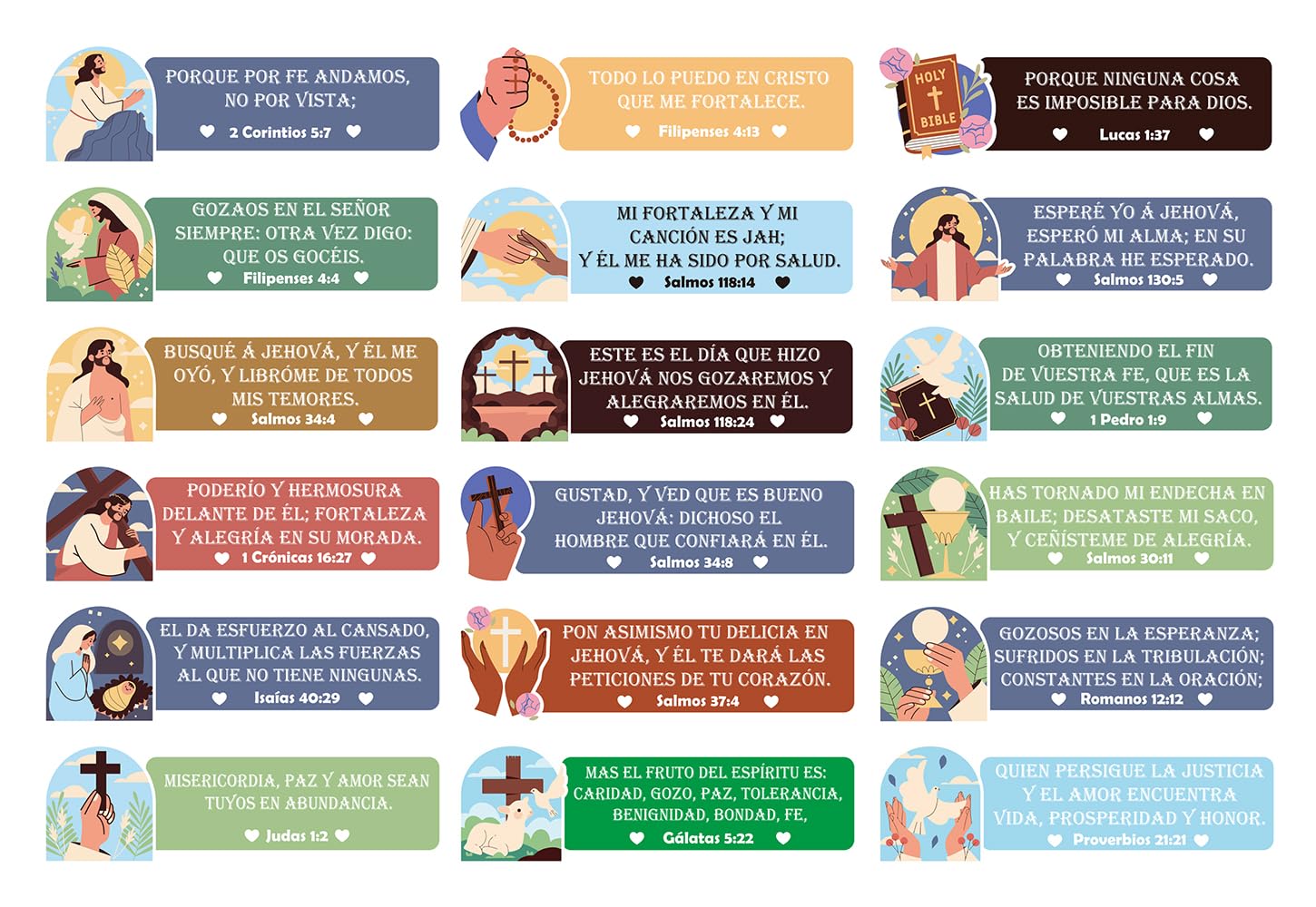 Spanish Christian Bible Verse Stickers | Inspirational Scripture Decals for Appreciation, Envelopes, Birthdays, and Journals | 180pcs