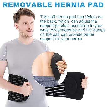 Abdominal Binder with 2pcs Different Hardness Compression Pad, Hernia Belt For Women and Men, Abdominal Hernia Binder for Belly Button Navel Hernia Support, Helps Relieve Pain(2XL-3XL), Black