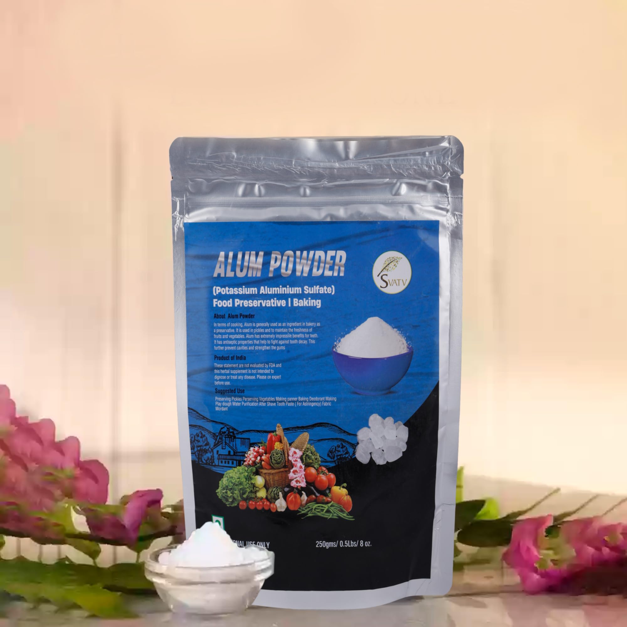 SVATV Alum Powder 250 Gram (8.8 Oz) | Granulated Potassium Alum Powder | Purified Through Shodhan Process | Granulated Powder Alumbre