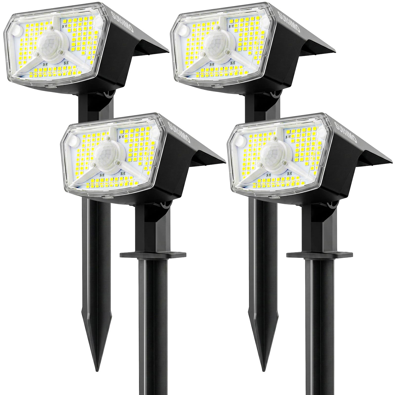 Spot Solaire Exterieur Detecteur de Mouvement 104LED 3 Modes IP65 Blanc Froid Lot de 4