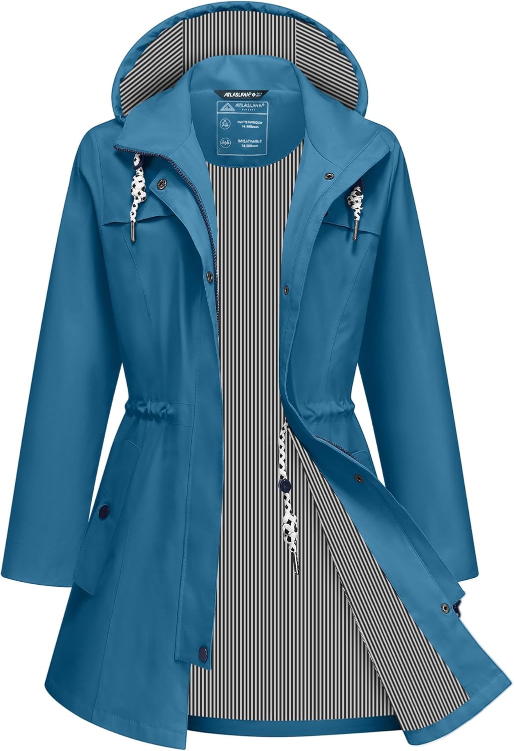 Rain Jacket Women Waterproof Long Lightweight Raincoat Hooded Windbreaker Outdoor Trench Coat S-3XL