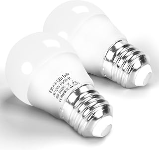 E26 LED Refrigerator Light Bulb 40W Equivalent 120V A15 Fridge Freezer Waterproof Bulbs 4W 400LM 5000K Daylight White E26 Medium Base Fridge Ceiling Fan Floor Lamps Chandeliers Non-Dimmable 2PCS