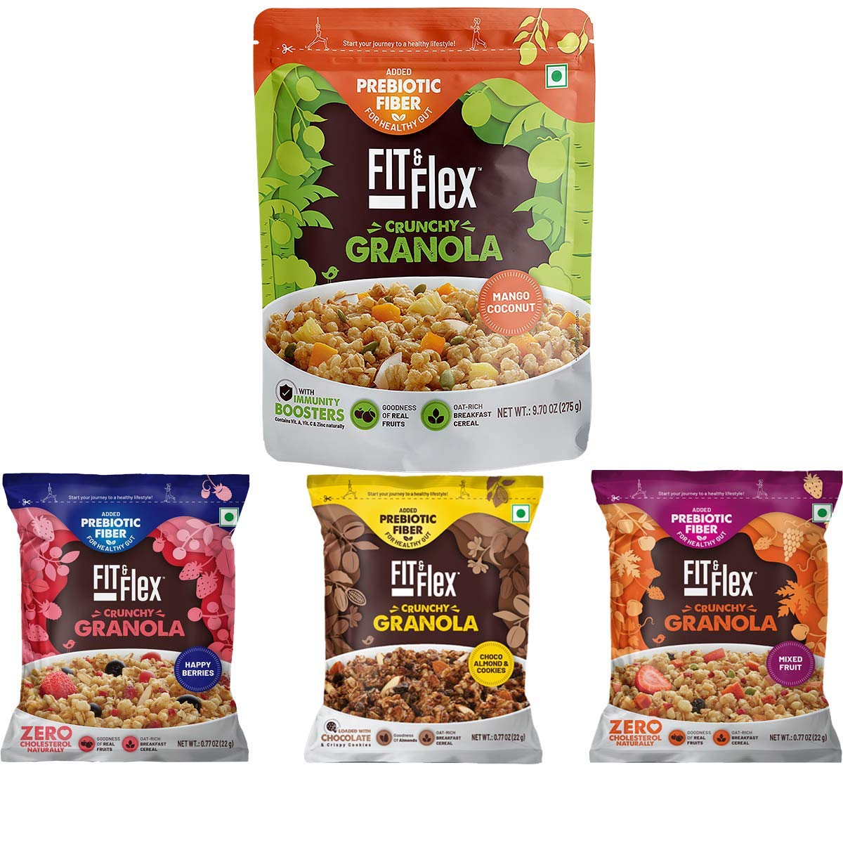 Fit & Flex Baked Crunchy Mango Coconut (275g), Happy Berries, Mixed