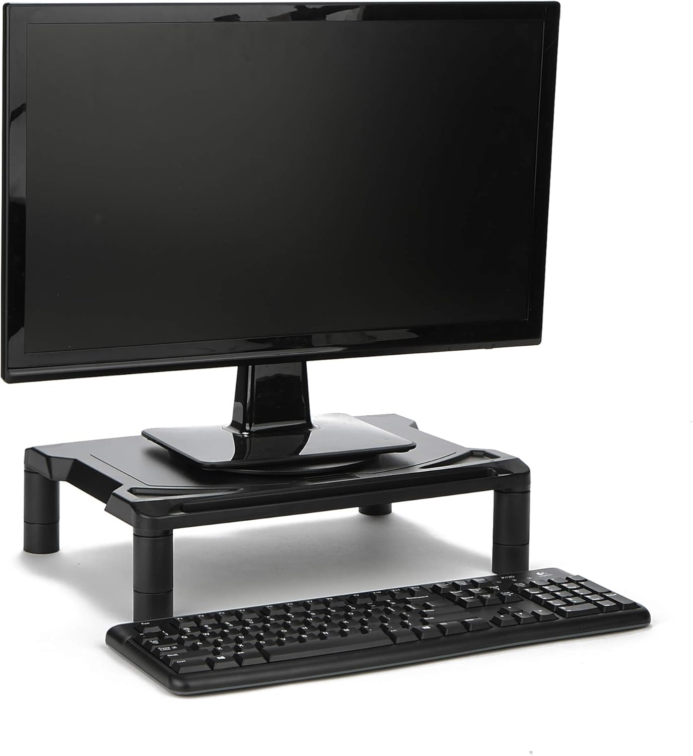 Flash Deals - 50% OFF Mind Reader MONSWIV-BLK Rotative Wide Adjustable Risers, Extra Storage, Stand, Desk Organizer, Spinning Monitor, Black, 4 Leg Rotate