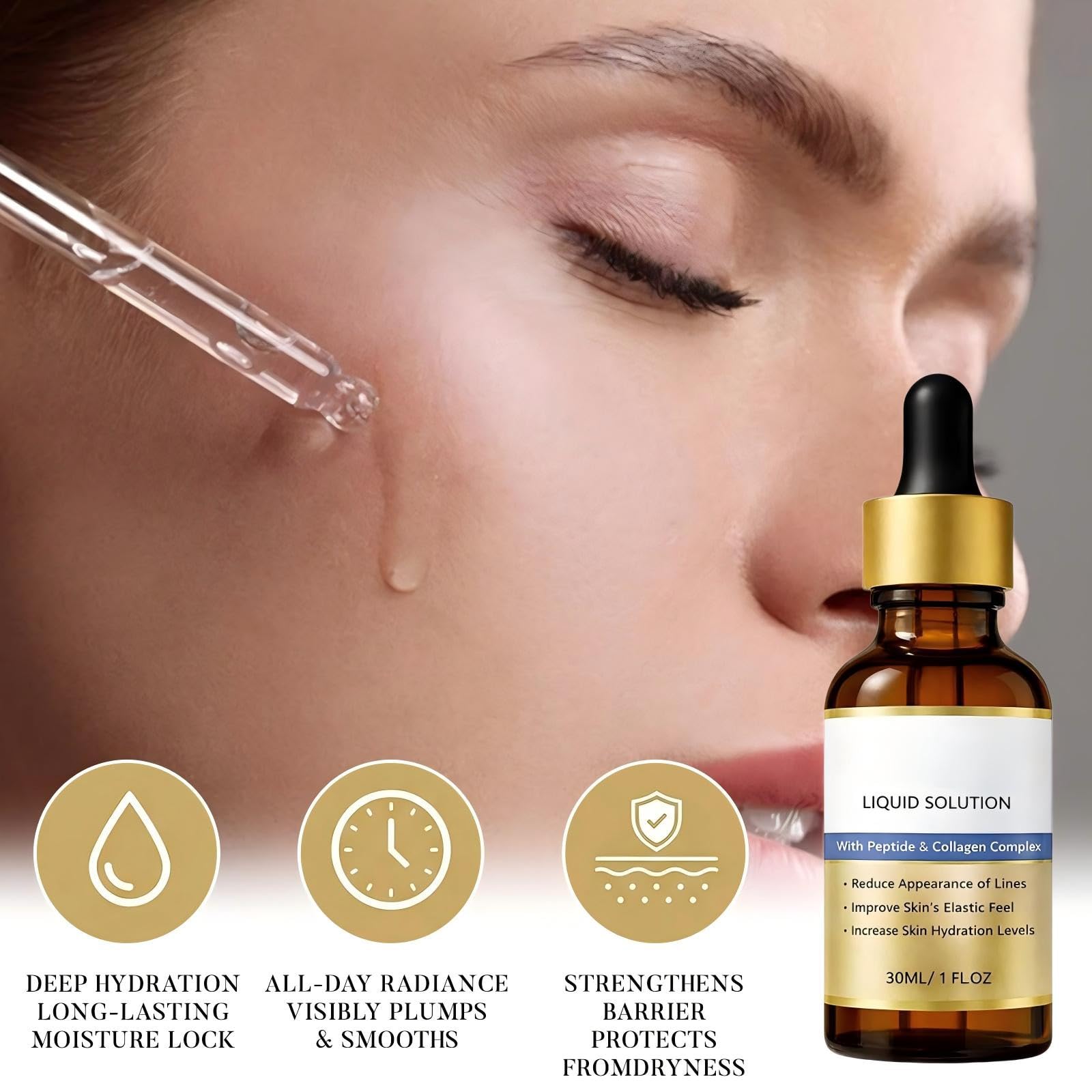 Siero rassodante per il viso, siero anti-invecchiamento ai peptidi e al collagene, idratante e rassodante per il viso, riduce le rughe e le rughe, per tutti i tipi di pelle. 5 pezzi