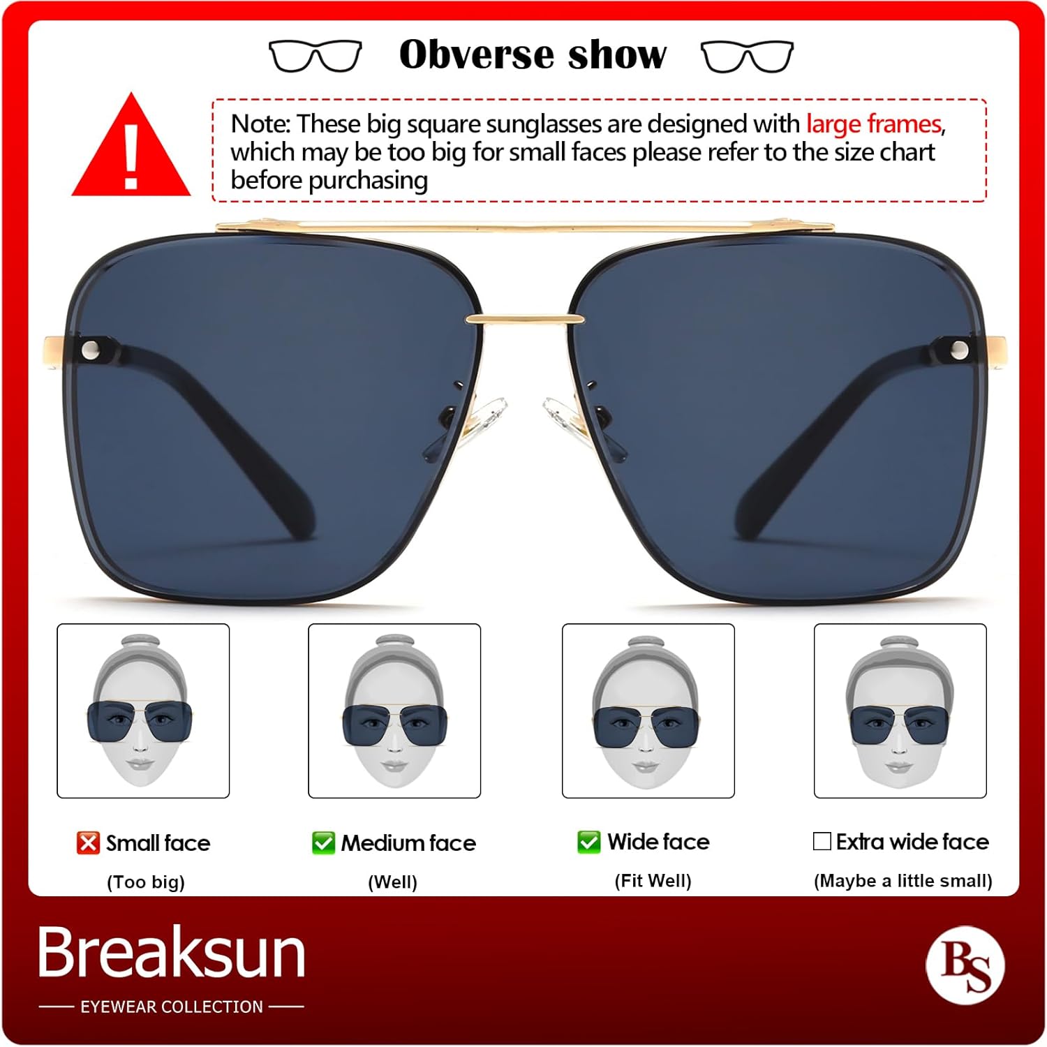 Oversized Square Aviator Sunglasses for Men Women Fashion Metal Frame Aviator Sun Glasses Tinted Lens - Image 6