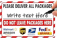 Vista 21 de Señal de entrega de paquetes de aluminio sin óxido ALKB para uso en exteriores 8 x 12 pulgadas, "Por favor, deja el paquete aquí