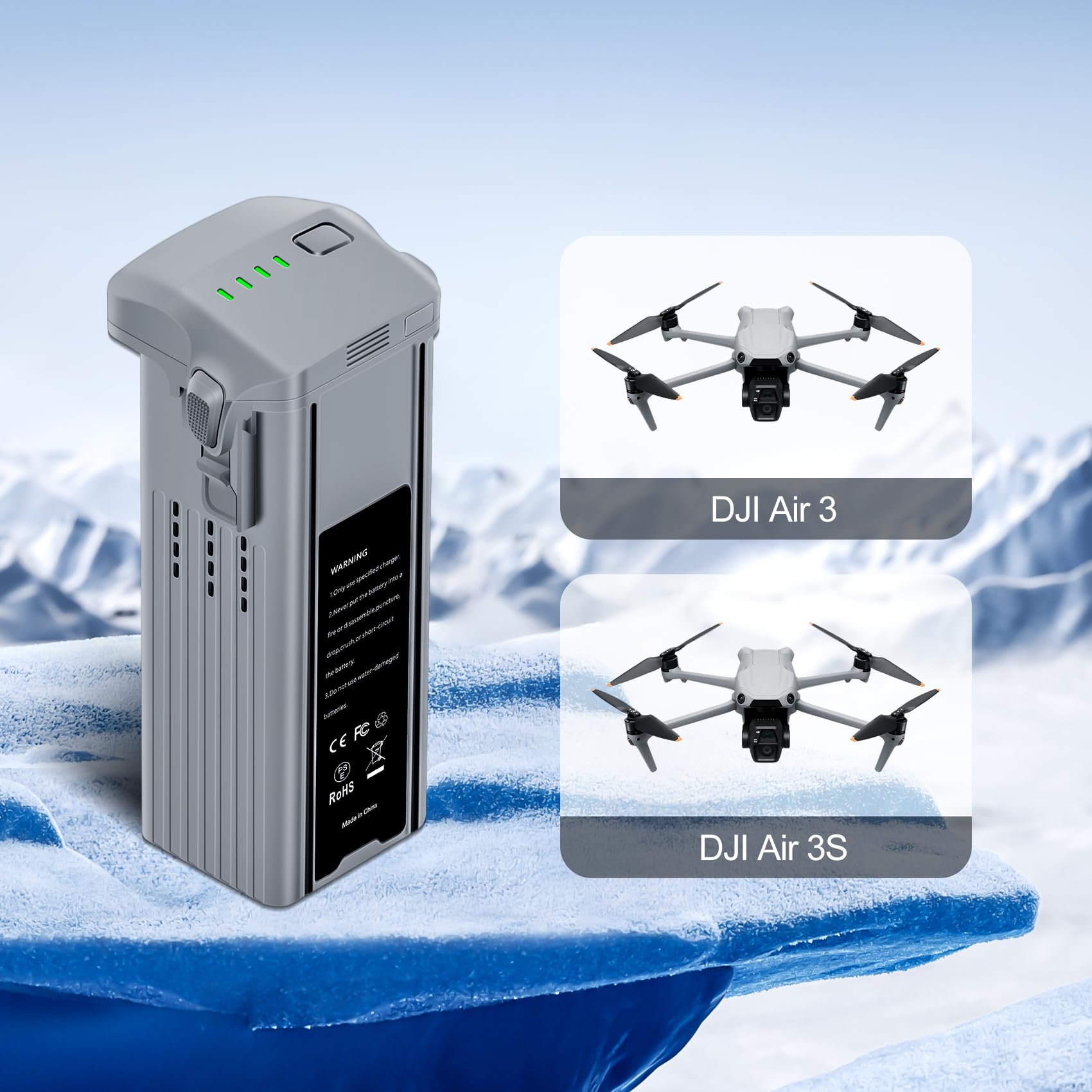 Fantasyo Batteria Air 3, 4276 mAh, batteria di volo intelligente, confezione da 2, compatibile con drone DJI DJI Air 3/Air 3S