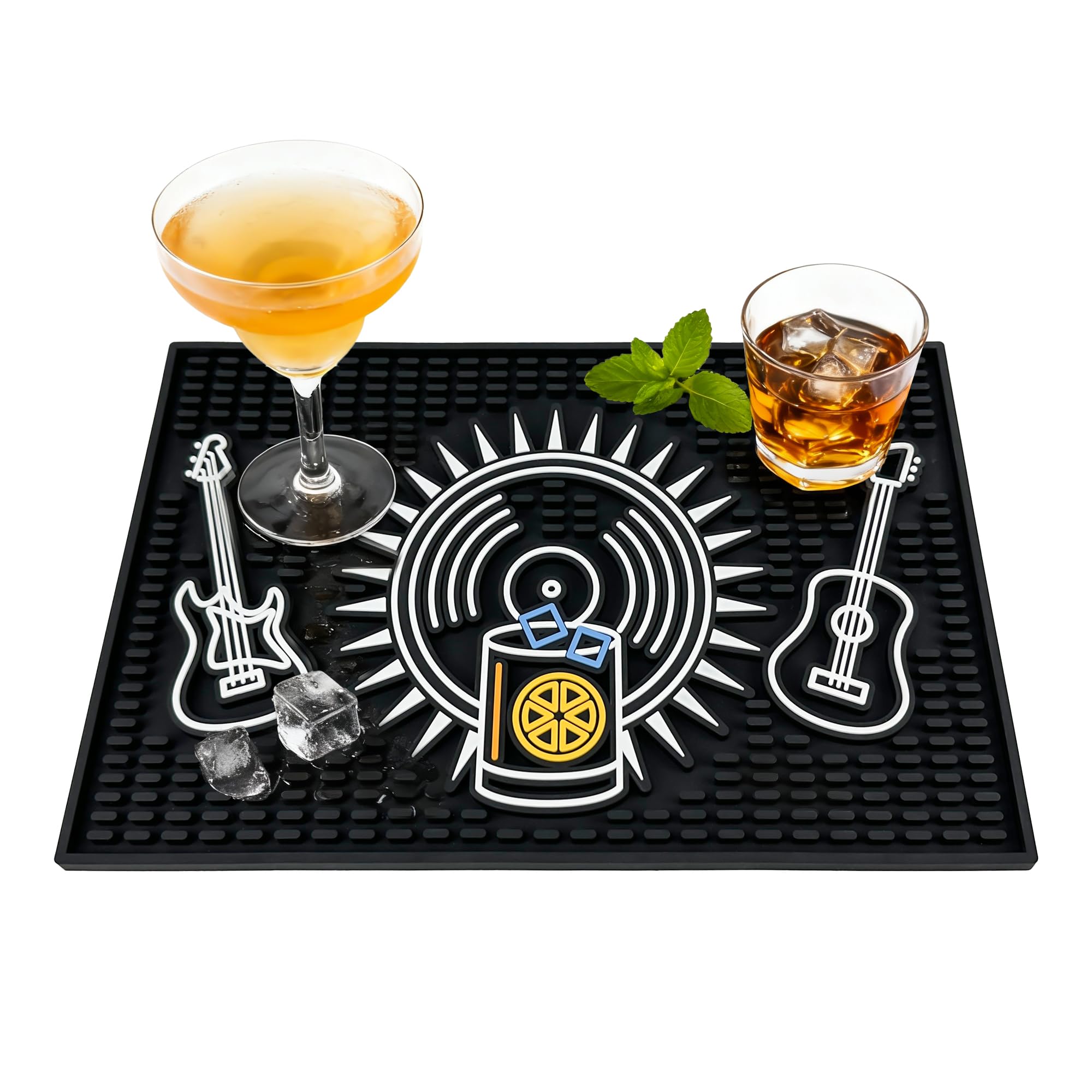 ZJWZLG Neon Tiki 18"x12" Rubber Bar Mat, Non-Slip Spill Mat, Black — Amazon image 11