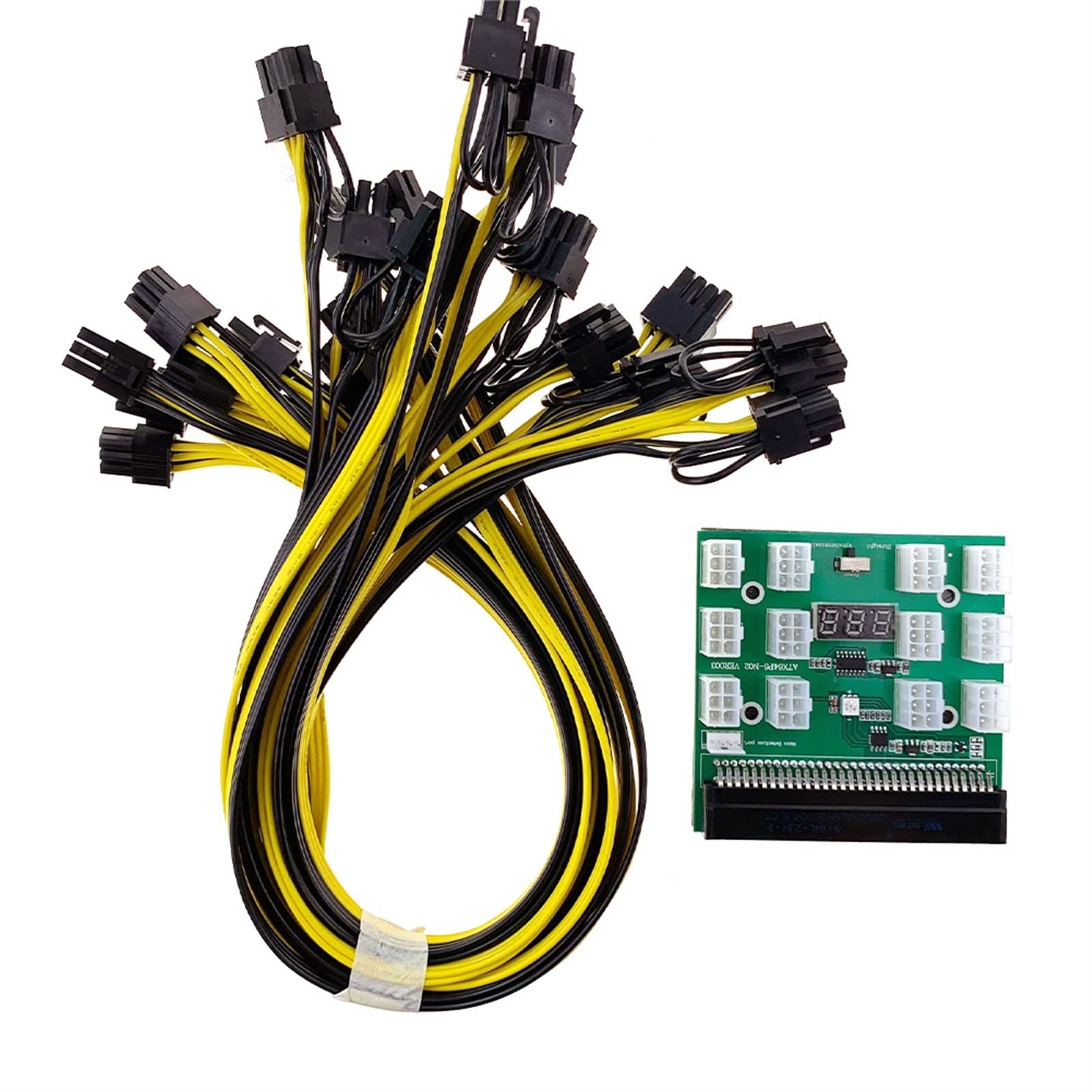 1 zestaw DPS-1200FB A zasilacz 1200 W + płytka rozdzielająca + 12 szt. 6-pinowych do 8-pinowych kabli górniczych BTC ETH przełączanie
