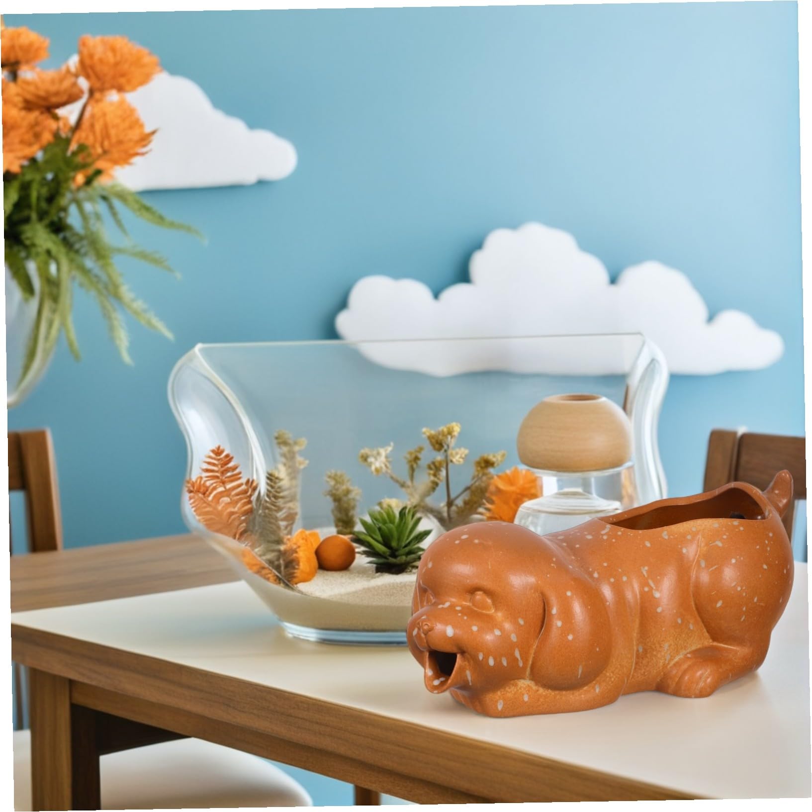 BESTonZON Fontana in Ceramica Beccuccio d Acqua Decorazione Per Acquario Scultura Forma Di Pesca Accessori Per Fontana Da Patio Cascata in Barattolo Per Esterno