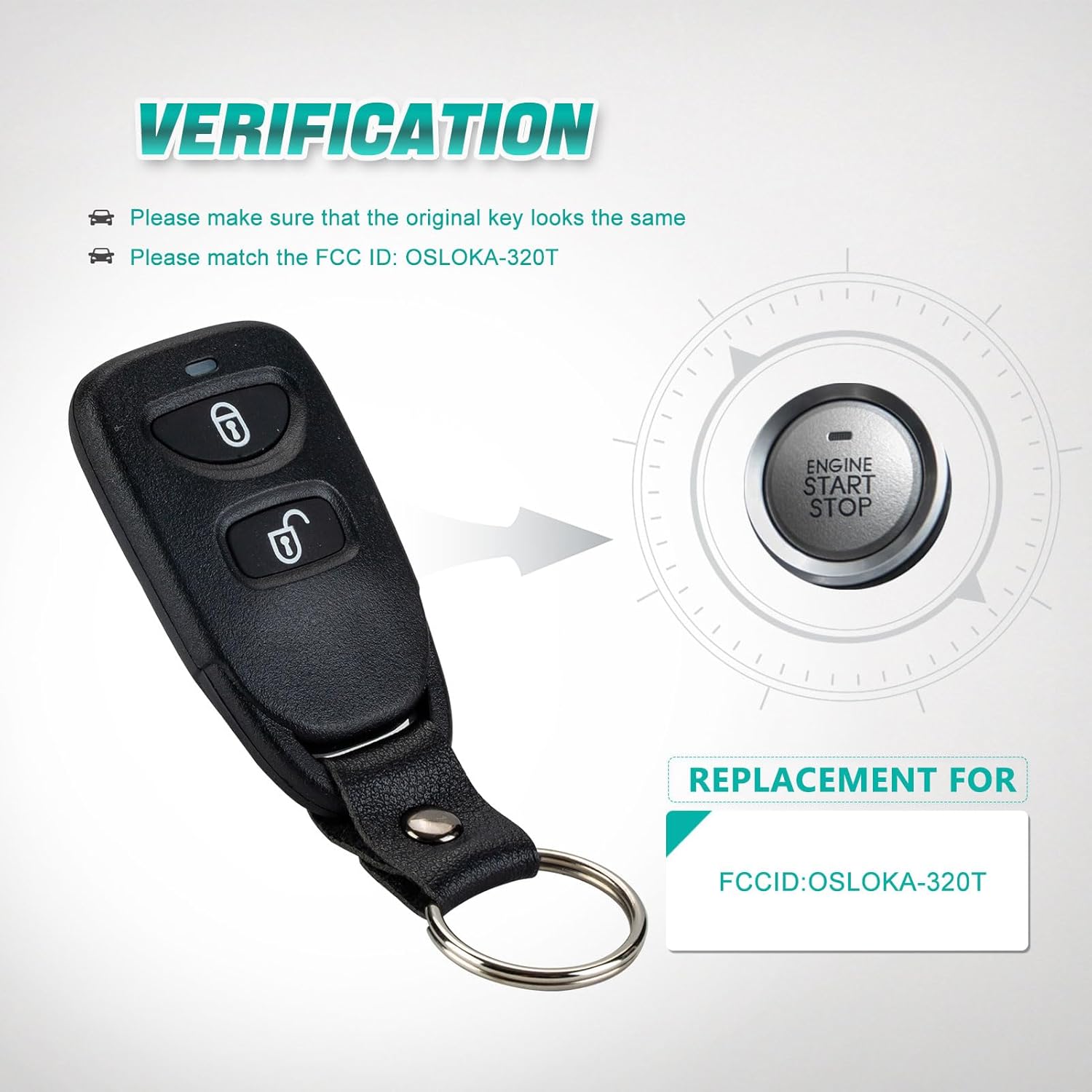 Car Key Fob for 2005 2006 2007 2008 2009 Hyundai Tuscon Remote FCCID: OSLOKA-320T;by AUTO KEY MAX (Pair)