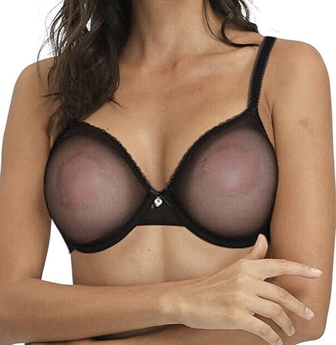Conjunto de sujetadores y bragas transparentes sin forro de malla sexy para mujer, talla grande