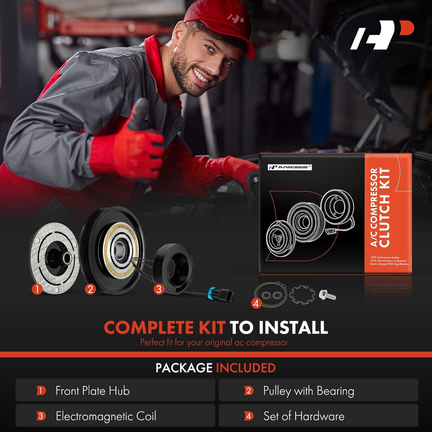 A-Premium Air Conditioner AC Compressor Clutch Kit Compatible with Freightliner Cascadia 2011-2017, Columbia 2015-2018 & Western Star 3700 2000-2001, 3800 1989-1997/1999-2001, 4700SB, 4700SF, 4900EX