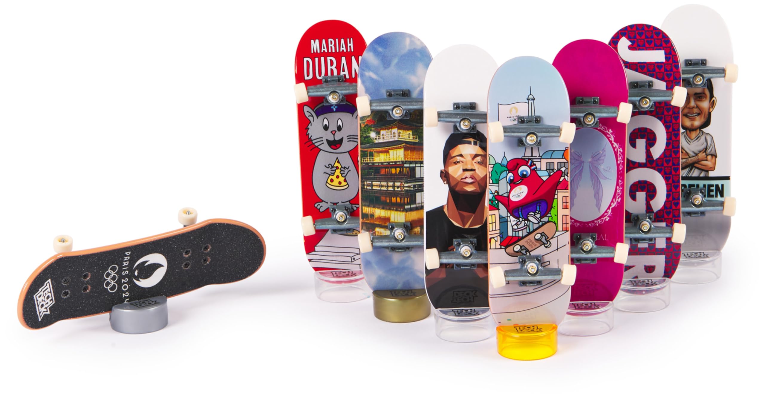 Tech Deck Competition Legends 8-Pack, Set mit 8 authentischen Fingerboards der olympischen Skate-Athleten in Paris 2024, 8 individuelle Board-Halter, 8 Athleten-Karten, ab 6 Jahren