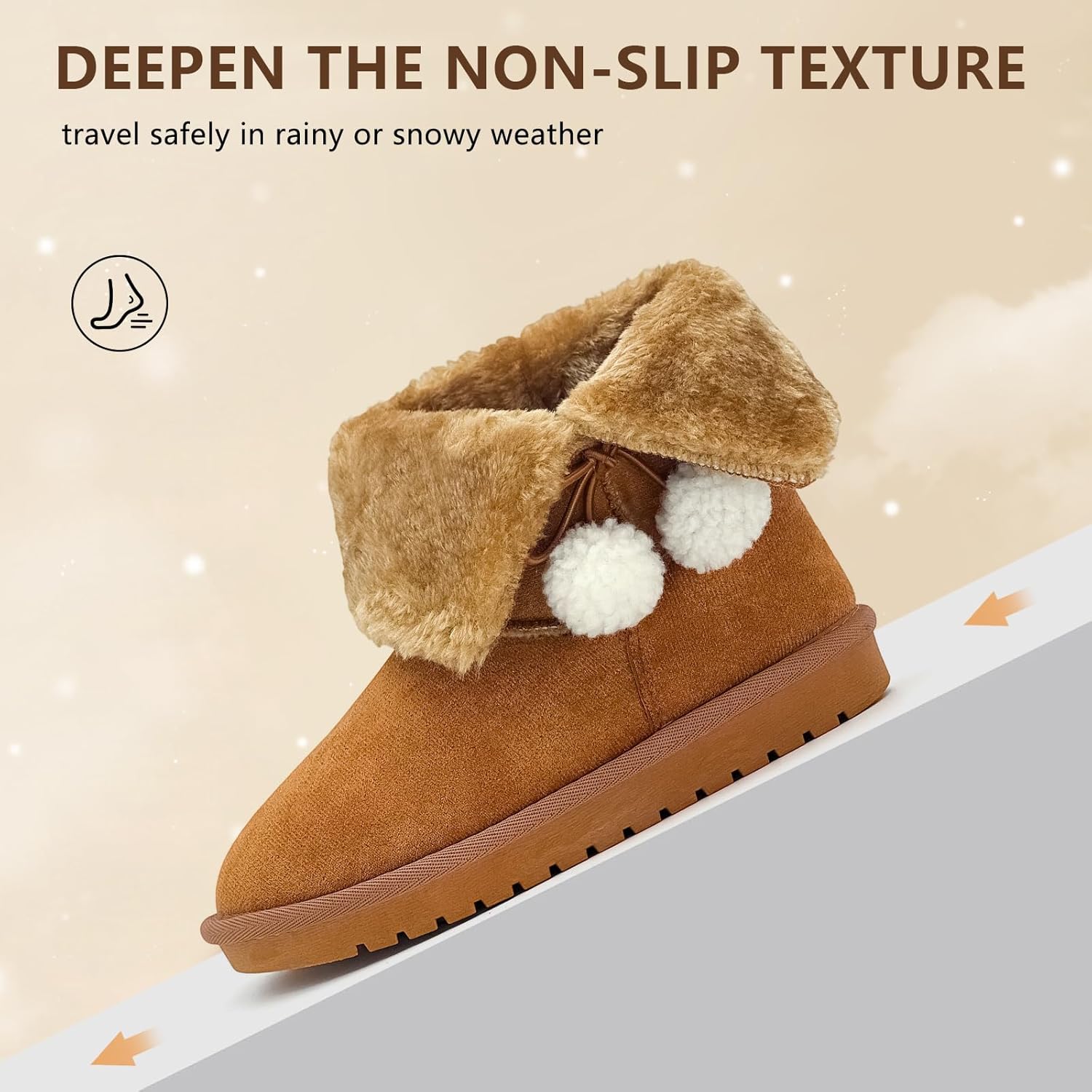 Toddler Winter Snow Boots for Girls Boys Comfy Warm Faux Fur Lined Kids Ankle Boots Slip On Fuzzy Short Boot