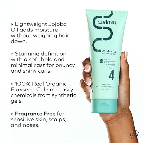 Miniatura 2 de CurlMix Gel de linaza Light Hold para cabello rizado, define y alarga los rizos sin sequedad ni descamación, sin fragancia