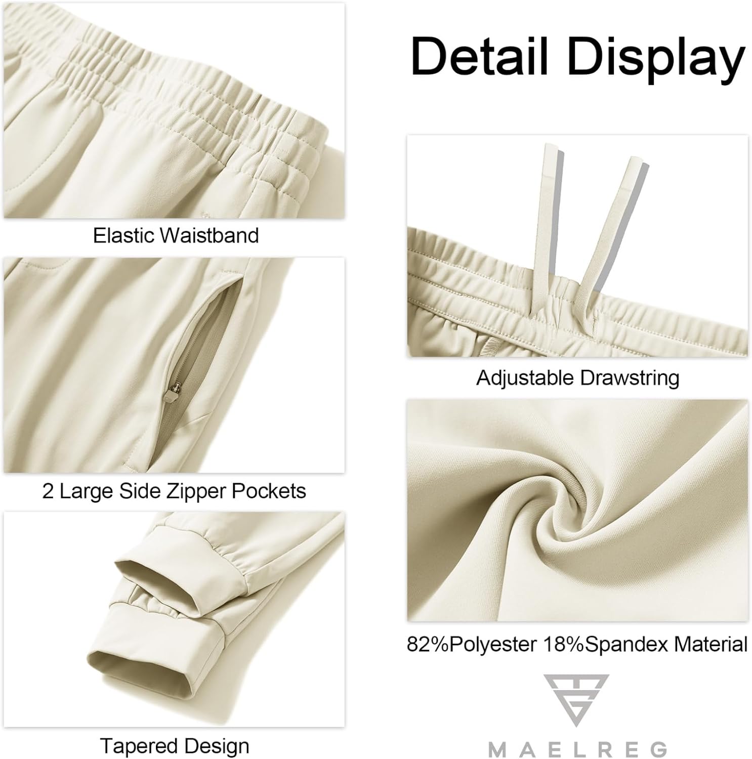 M MAELREG Boys Joggers Pants with 4 Zipper Pockets Running Track Pants Lightweight Quick Dry Sweatpants for Sports Outdoor