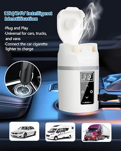 Miniatura 2 de Hervidor eléctrico de viaje para automóvil, hervidor de té eléctrico portátil, calentador de agua de temperatura libremente ajustable, hervidor de