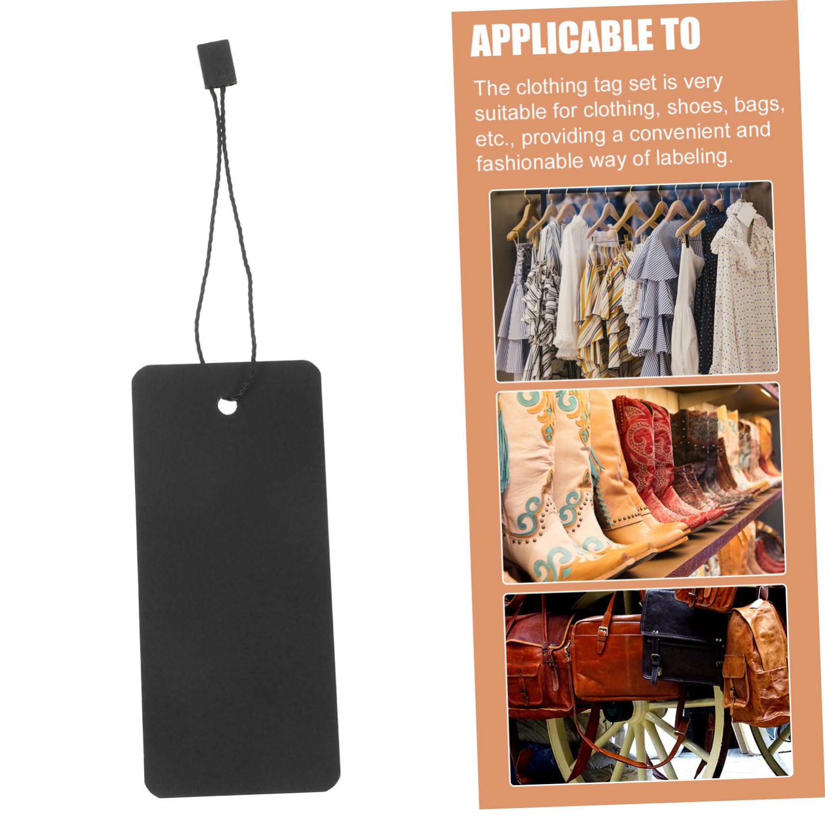 Gadpiparty Lot De 600 Étiquettes Pour Vêtements Étiquettes En Papier À Suspendre Sans Ficelle Personnalisées Pour La Vente Détail Clés Colorées En Polyester Noir