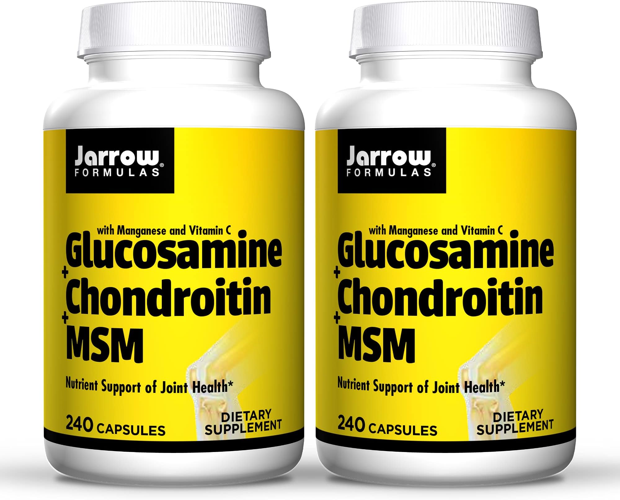 Jarrow Formulas Glucosamine + Chondroitin + MSM 240 Capsules, Pack of 2 Nutrient
