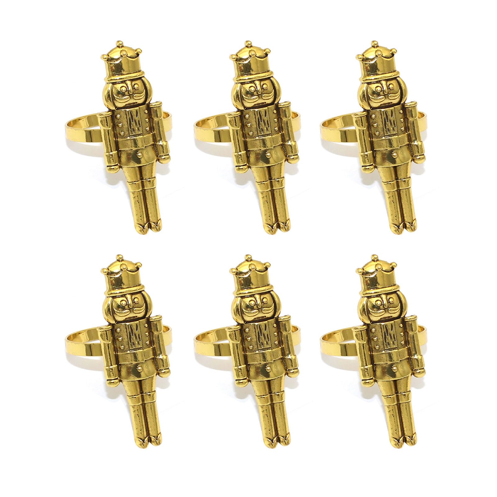 6pcs Christmas Nutcrackers Napkin Rings Holder Soldier Buckles Banquet Dinner Table Decoration Wedding New Year Christmas Rings