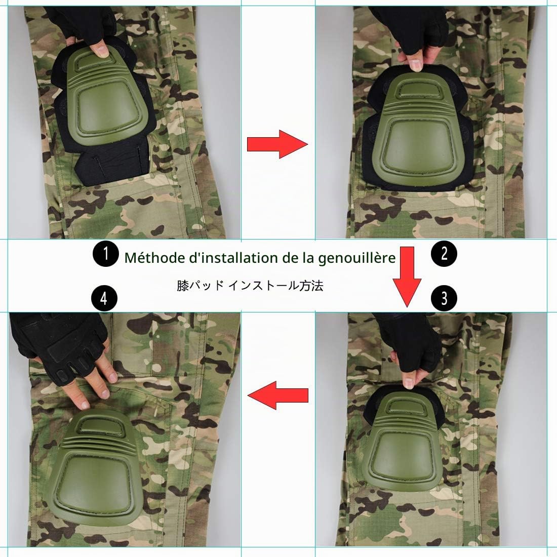 Pantalon Tactique Hommes Multicam Militaire Cargo XL avec Genouillères