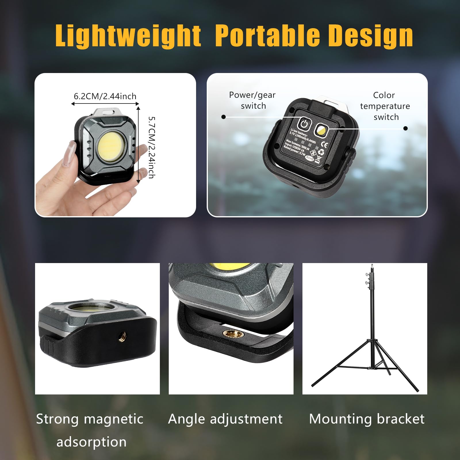 2X Lampada da Lavoro LED Ricaricabile Magnetica Portatile Professionale per Offi