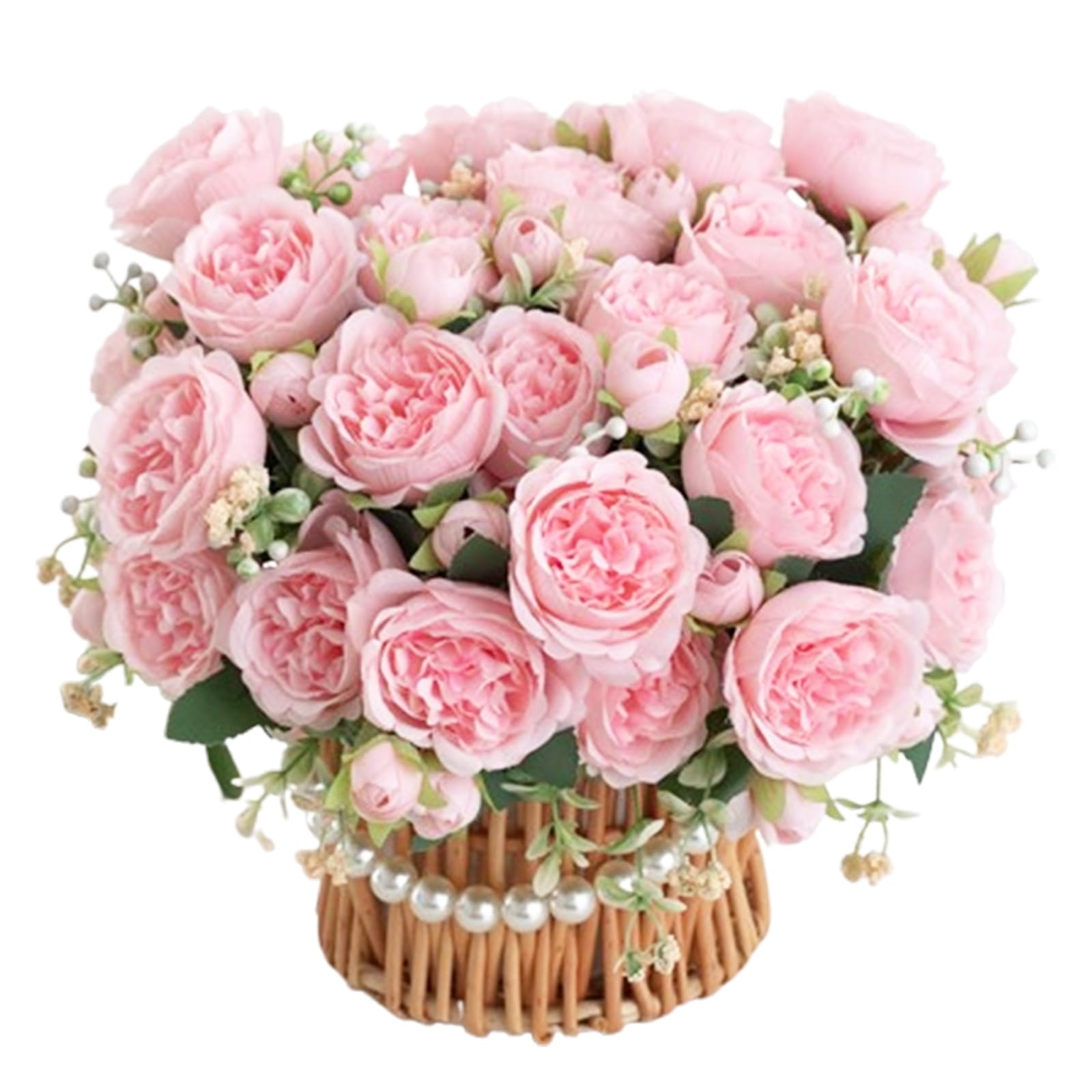 YDYxieji 2 Bunches Artificial Peony Silk Flowers, 10Pcs Realistic Faux Peonies Flower, Lifelike Peony Fake Flowers Bouquet for Wedding Party Centerpiece Home Decor (Light Pink)