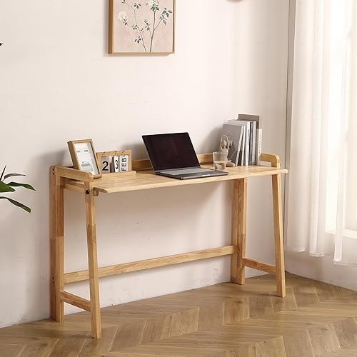 Escritorio plegable de madera maciza, mesa de computadora plegable de 39 pulgadas para oficina en casa, estudio, dormitorio, mesa de escritorio de