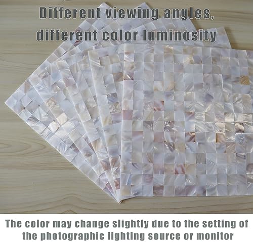 Miniatura 7 de MOP Mosaico natural de nácar cuadrado sin costuras para baño cocina 12 "x 12" malla de fibra 1 hoja