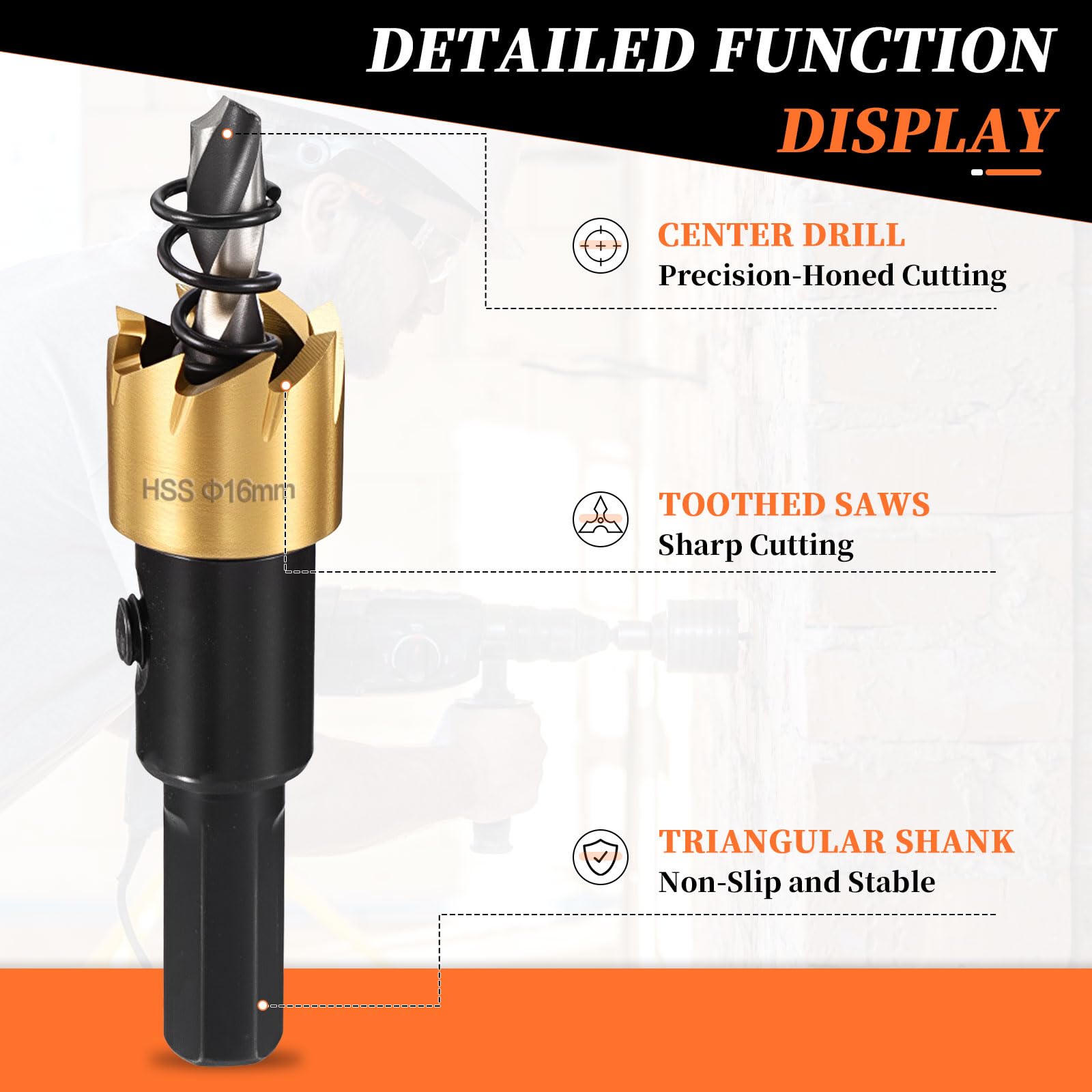 METALLIXITY Hole Saw 15mm (19/32"), 4241 High Speed Steel Hole Cutter with Center Drill Bit - Image 3