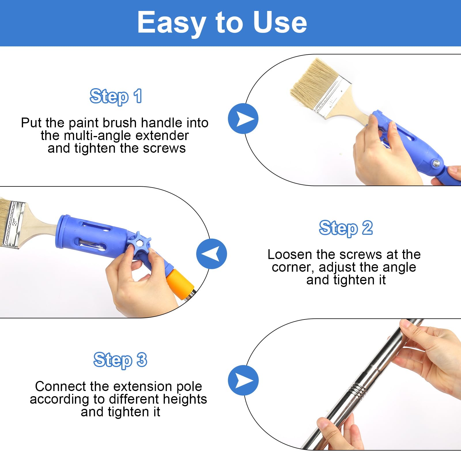 Przedłużenie pędzla z wieloma kątami, przedłużanie pędzla, Multi Angle Paint Brush Extende, wysuwany wałek malarski, drążek przedłużający do wysokich sufitów, ścian, narzędzie do malowania narożników