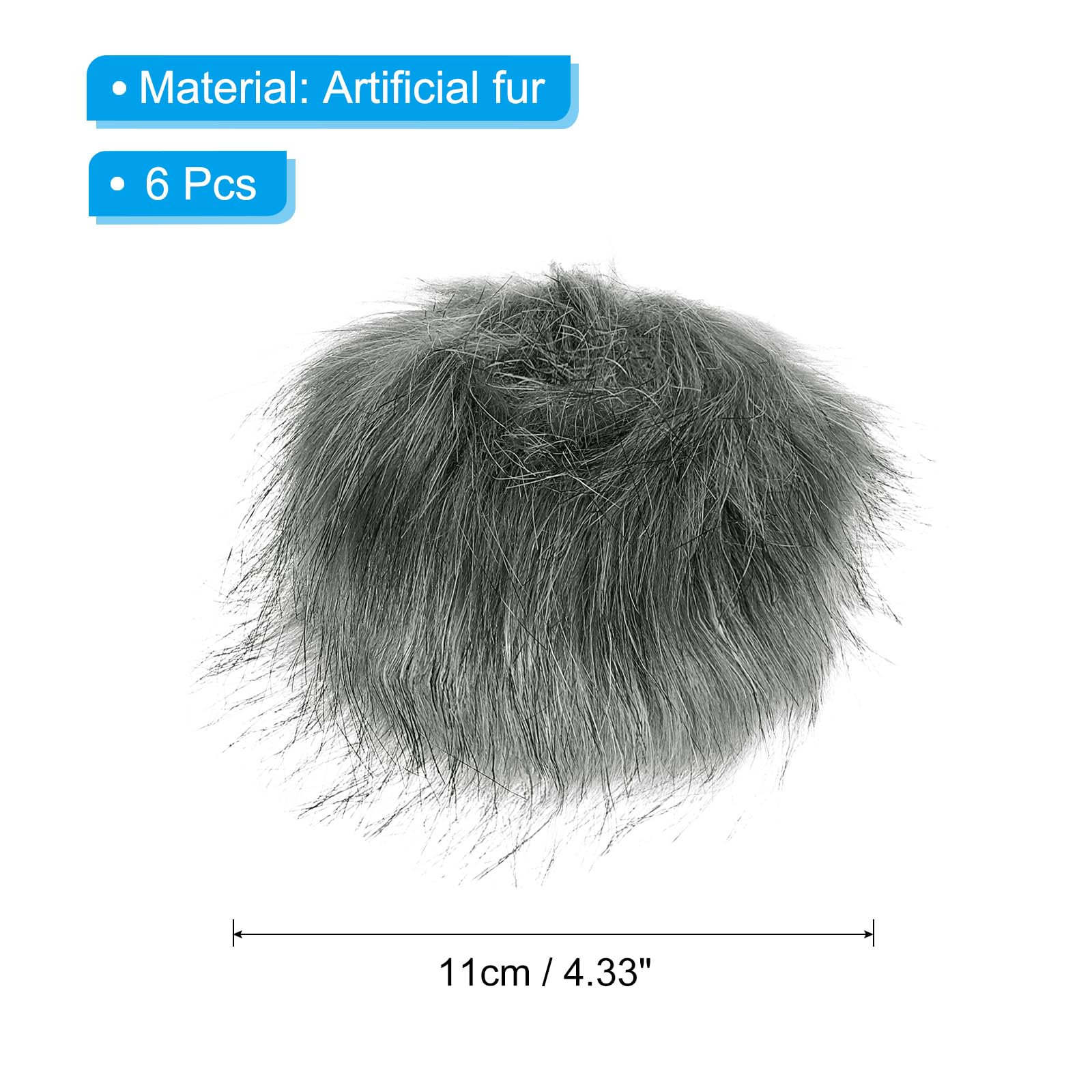 PATIKIL Faux Fur Pom Poms for Hats 6 Pcs Fluffy Soft Fur Poms Balls with Elastic Loop for Keychain Knitting Hats DIY Scarves Gloves Bag Christmas - Image 2