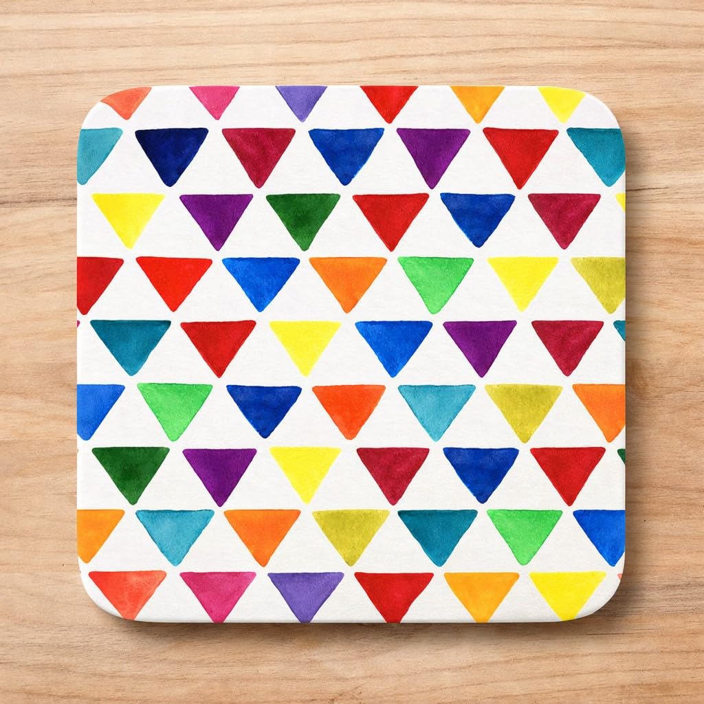 Half A Donkey Multicolor Colourful Geometric Triangle Coaster
