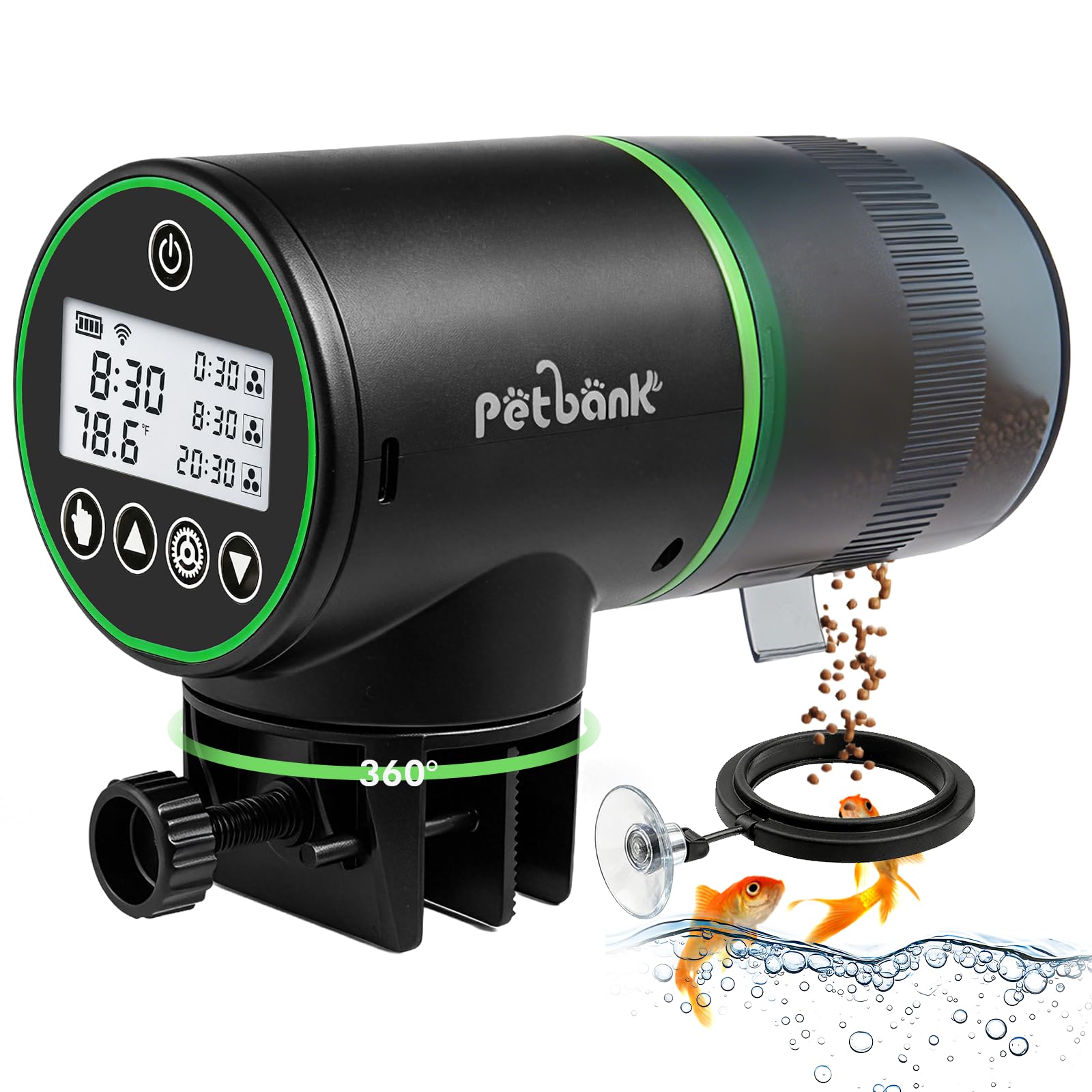 Petbank Automatic Fish Feeder with Temperature Monitoring and Timers