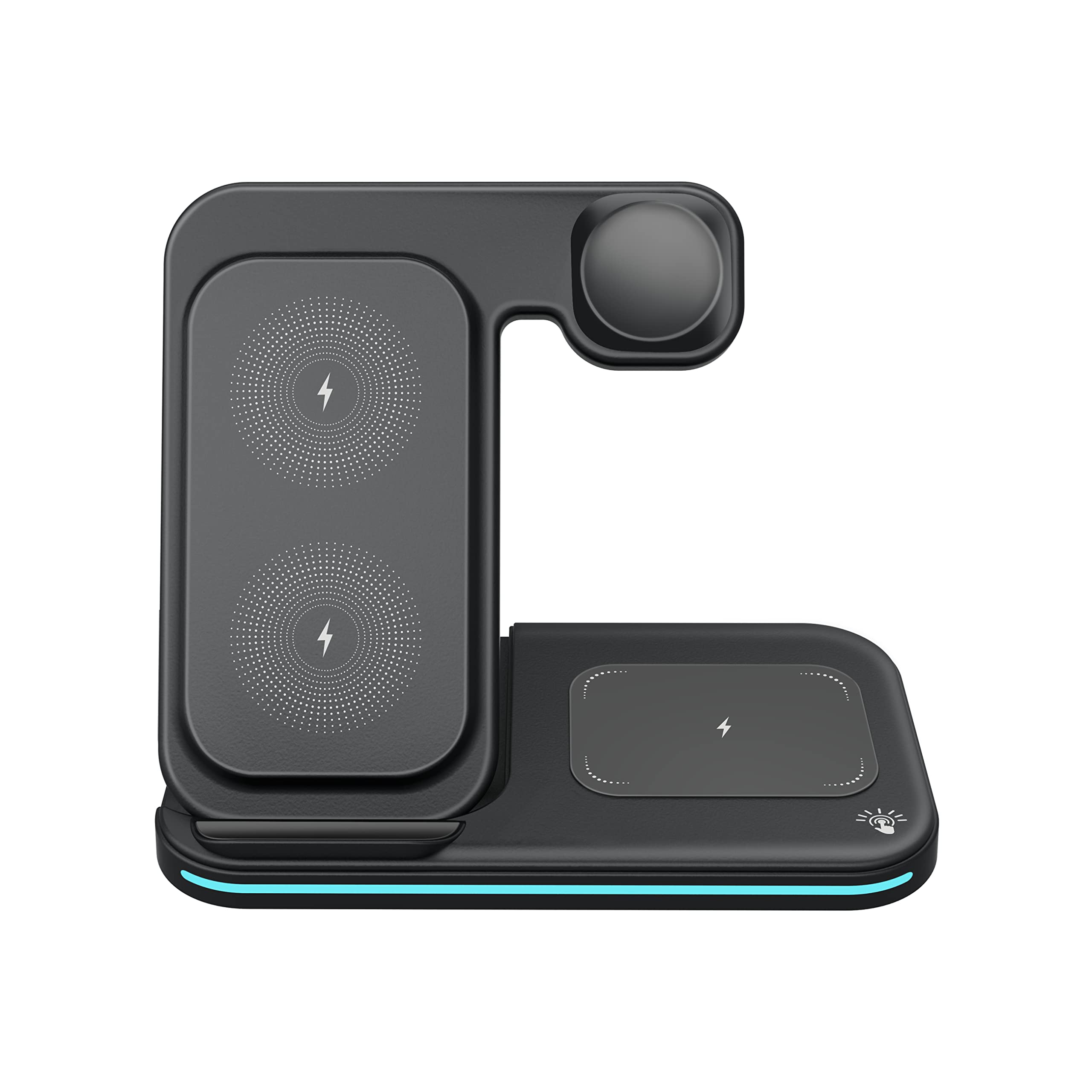 MMOBIEL Bezprzewodowa Stacja Ładująca kompatybilna z iPhone, Apple Watch i AirPods - Bezprzewodowa podstawka ładująca 3 w 1-15 W Premium - Stacja Dokująca do Szybkiego Ładowania - Czarna