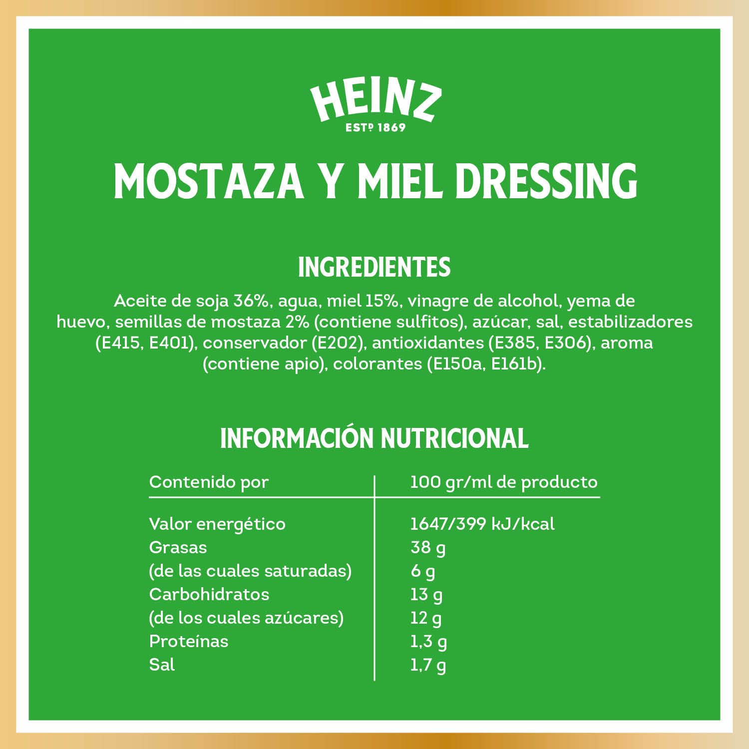 HEINZ Salsa Ensalada Miel y Mostaza 405g