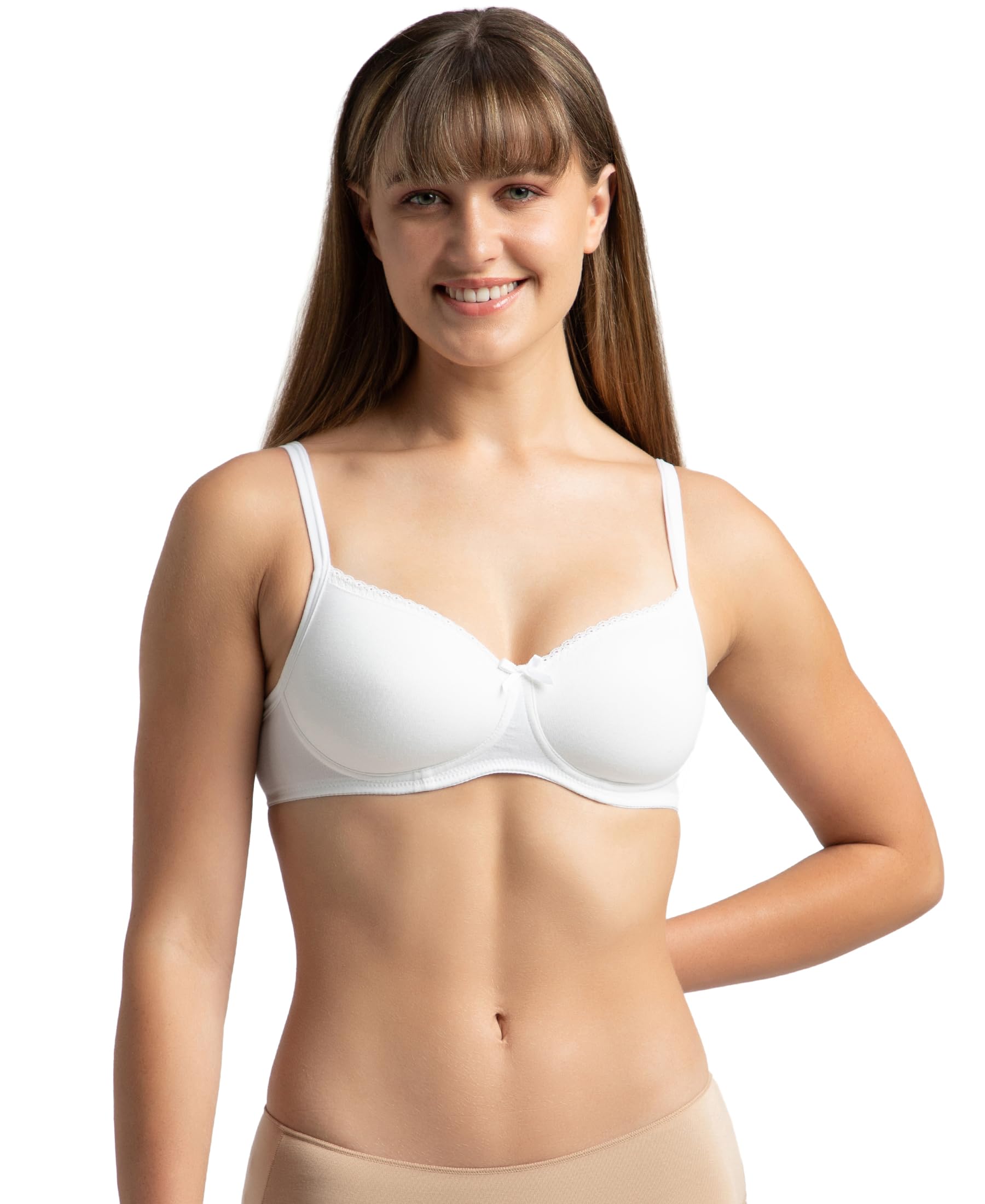 Jockey FE23 Women's Wirefree Padded Super Combed Cotton Elastane Stretch Medium Coverage Multiway Styling T-Shirt Bra with Detachable Straps