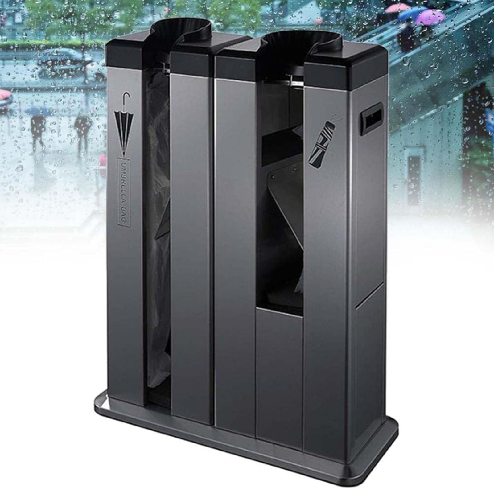 LJYKBFL Automatic Wet Umbrella Wrapping Machine with Bags Dispenser, Double Slots for Efficient Use, Includes Bags for Convenience, Ideal for Hotels and Banks Entryway
