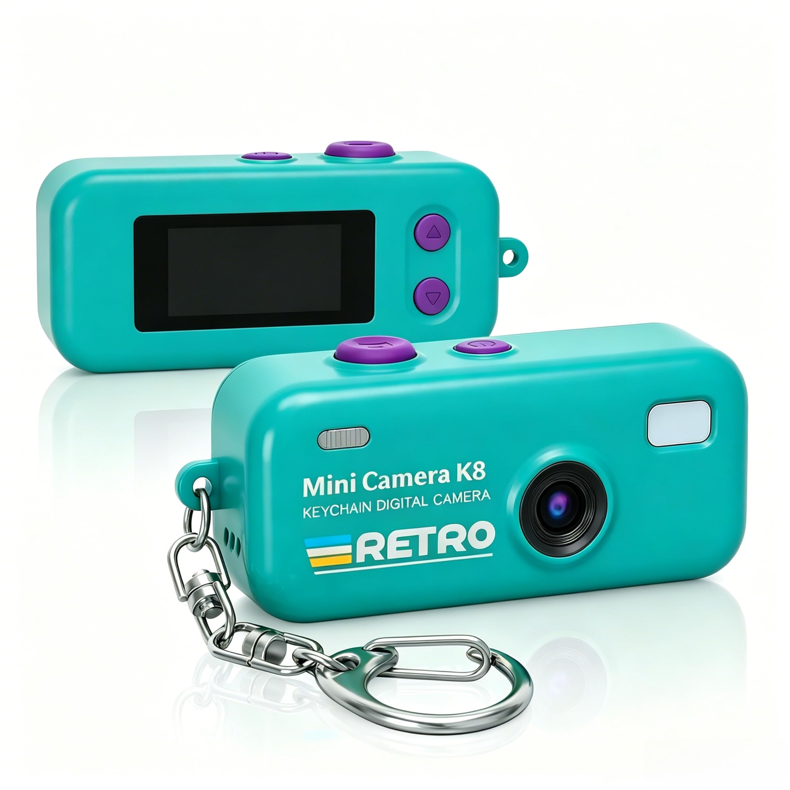 Keychain Digital Camera, 1080P Mini Kamera with 8GB Karte, Foto und Videoaufzeichnung, 12 Filters and 16X Zoom, 2 MP Digitalkamera für Anfänger, Jugendliche und Erwachsene (Minzgrün)