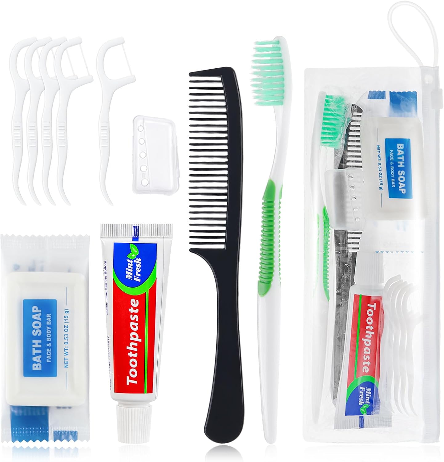10 Set Personal Care Travel Toiletries Sets Bulk,7-in-1 Disposable Toothbrushes with Toothpaste and Floss,Comb,Soap,Cover,Zip Bag Toiletry Travel Toothbrush Kit for Homeless,Hotel,Charity 10 Set Personal Care Travel Toiletries Sets Bulk,7-in-1 Disposable Toothbrushes with Toothpaste and Floss,Comb,Soap,Cover,Zip Bag Toiletry Travel Toothbrush Kit for Homeless,Hotel,Charity